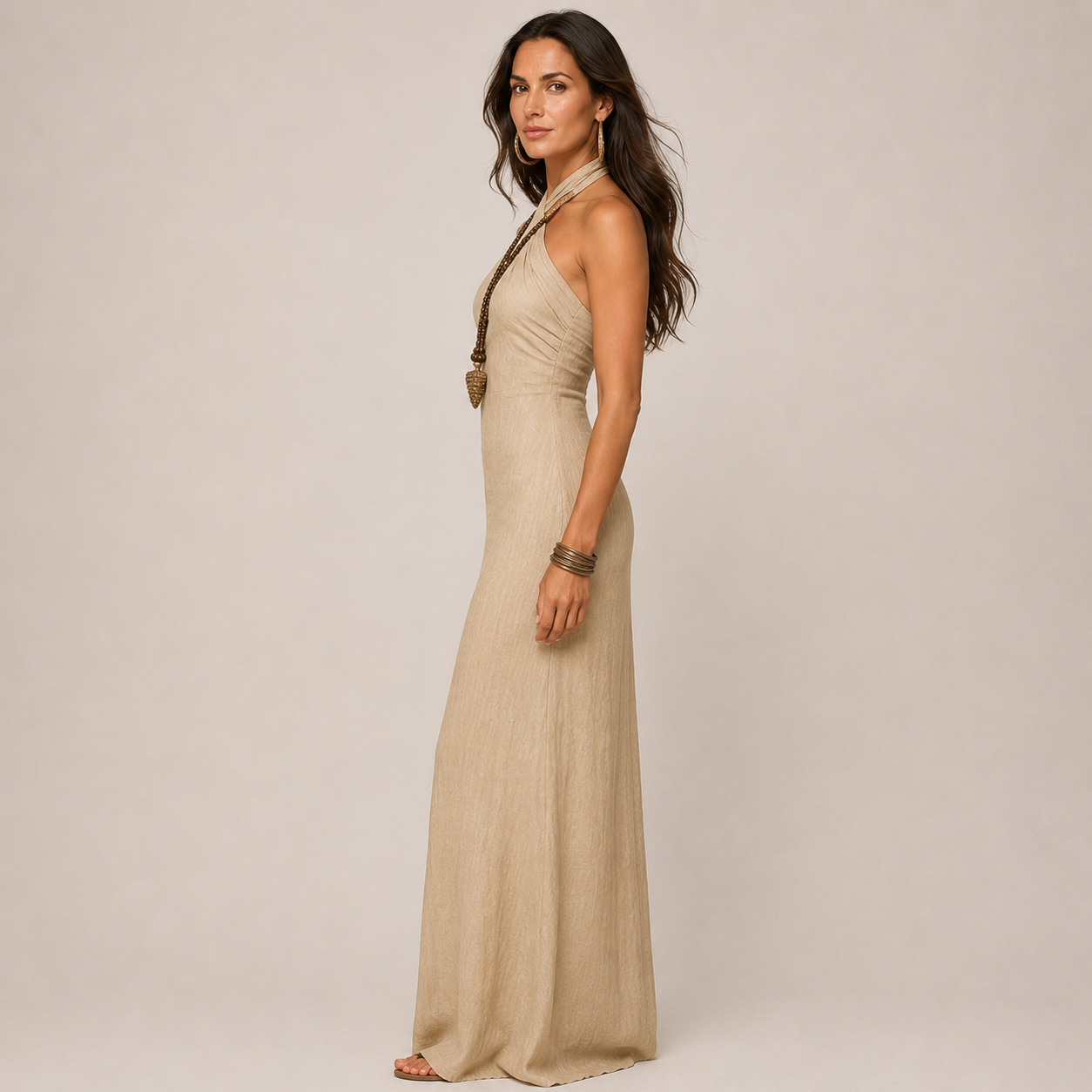 Clara Cross Halter Maxi Dress — Women's Sleeveless Wrap Neck Summer Dress