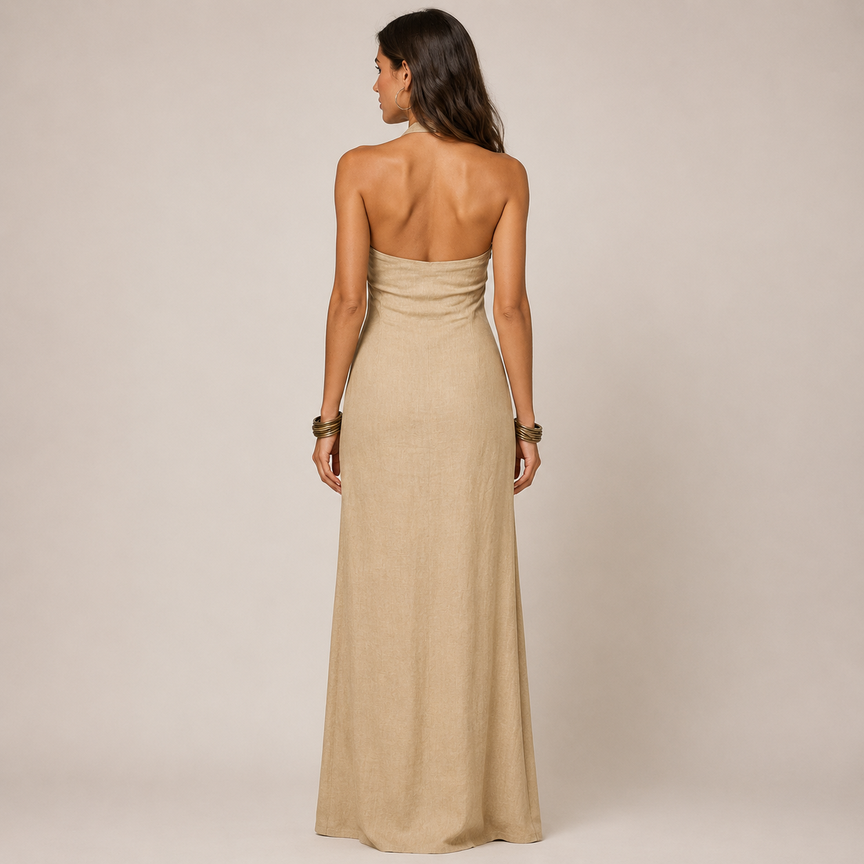 Clara Cross Halter Maxi Dress — Women's Sleeveless Wrap Neck Summer Dress