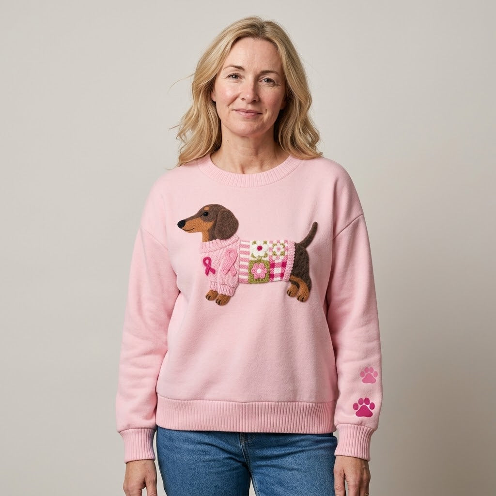 Women's Dachshund Jumper — Sausage Dog Print Sweatshirt, Crew Neck