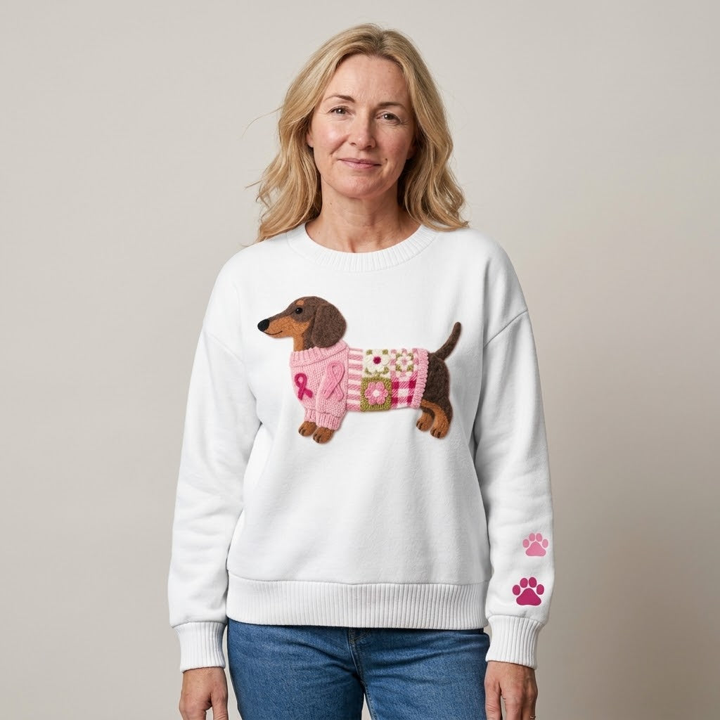 Women's Dachshund Jumper — Sausage Dog Print Sweatshirt, Crew Neck