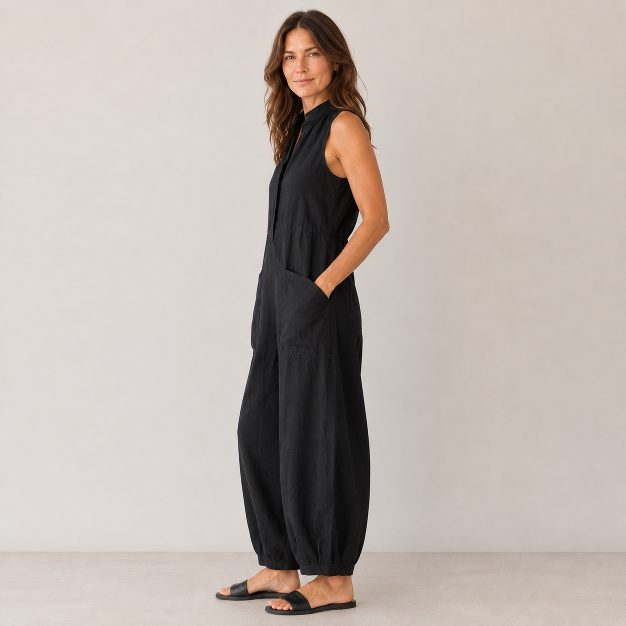 Clara Easy Pocket Jumpsuit — Women's Sleeveless Comfort Fit