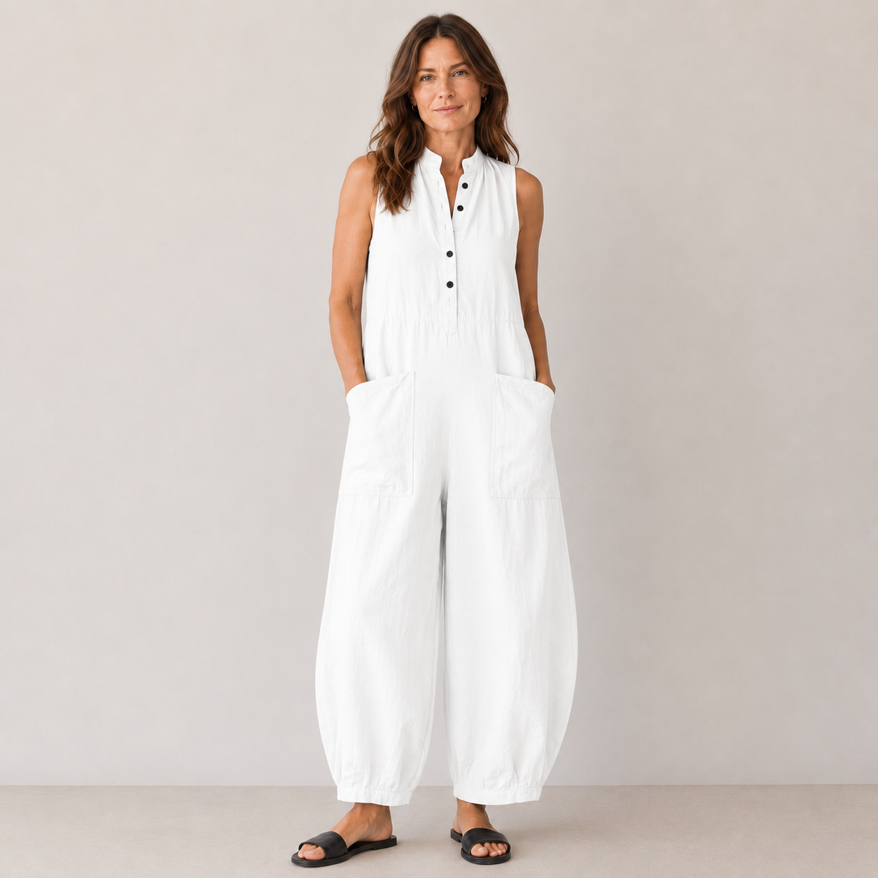 Clara Easy Pocket Jumpsuit — Women's Sleeveless Comfort Fit