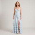 Clara Floral Corset Maxi Dress — Women's Bustier Split Ruffle Occasion Dress