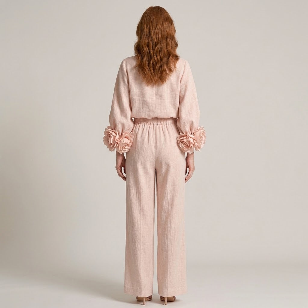 Women's Pink Wedding Guest Two Piece Set