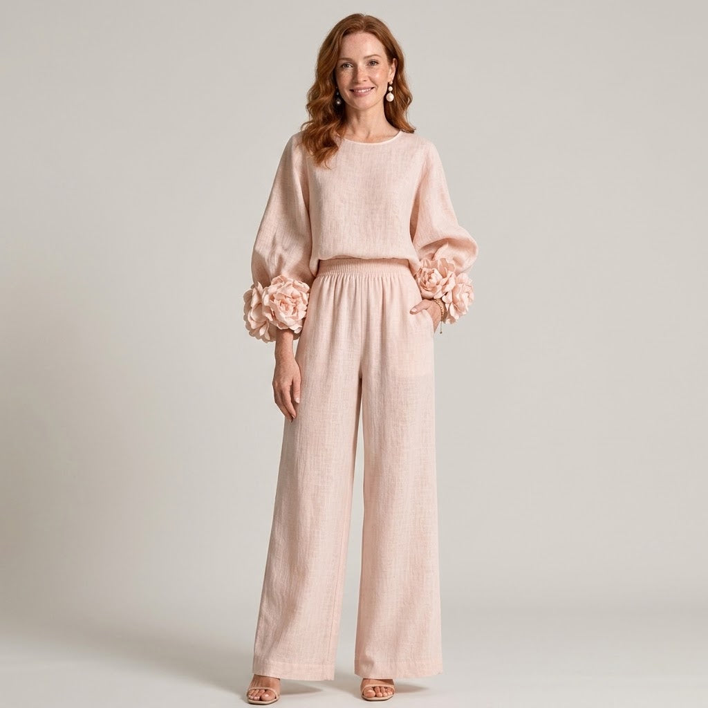 Women's Pink Wedding Guest Two Piece Set