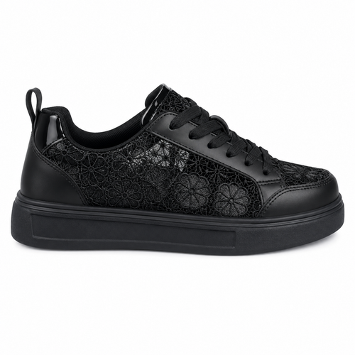 Clara Floral Lace Trainer — Women's White Platform Lace-Up Sneaker