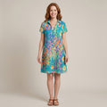 Clara Floral Swing Dress — Women's Short Sleeve V Neck Knee Length Summer Dress