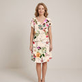 Clara Floral Tiered Dress — Women's Ruffle V Neck Knee Length Summer Dress