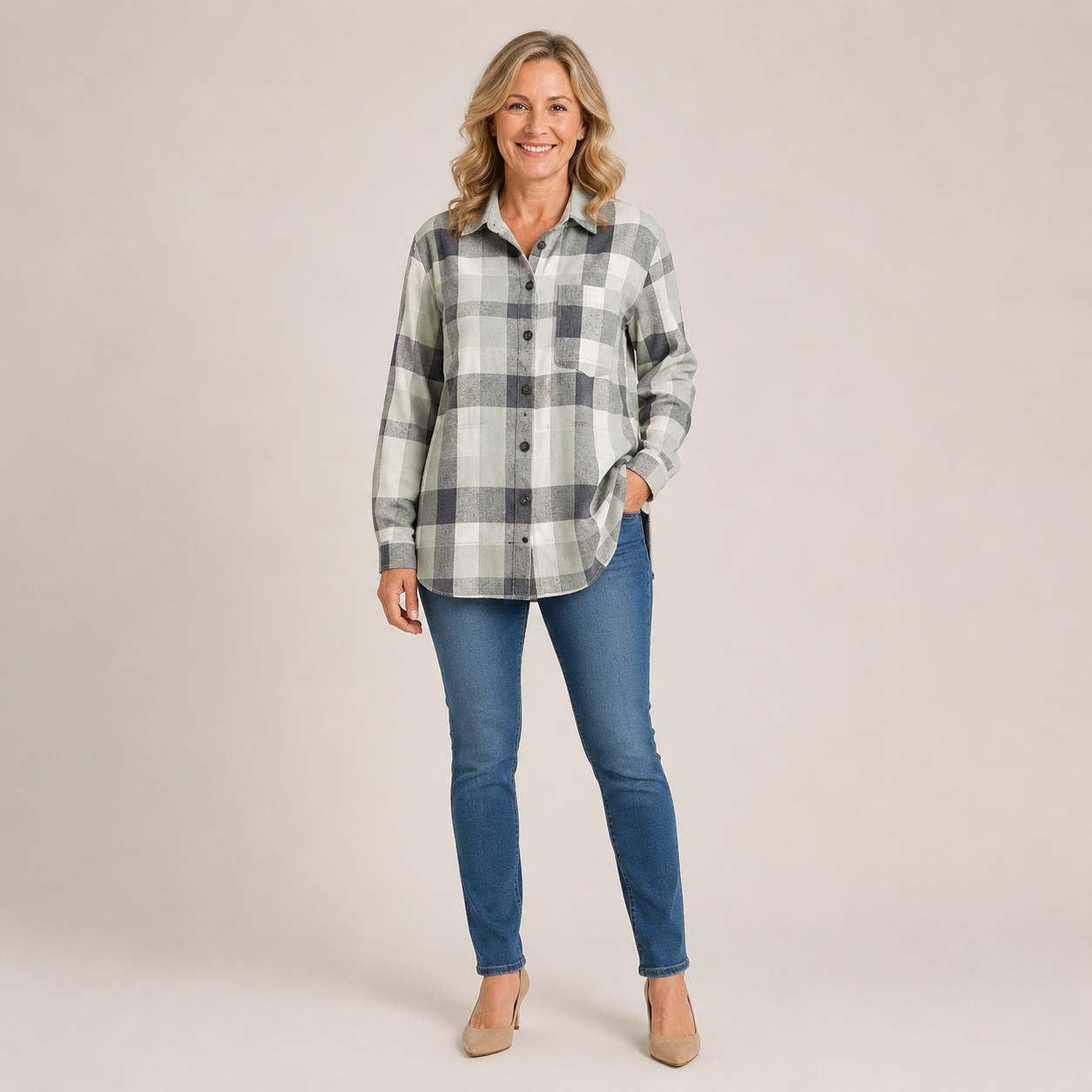 Women's Yellow Gingham Shirt — Collared Button-Up Check Summer Blouse