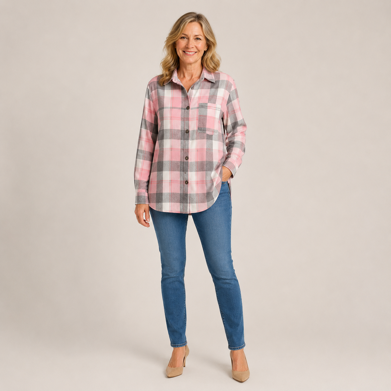 Women's Yellow Gingham Shirt — Collared Button-Up Check Summer Blouse