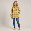 Women's Yellow Gingham Shirt — Collared Button-Up Check Summer Blouse