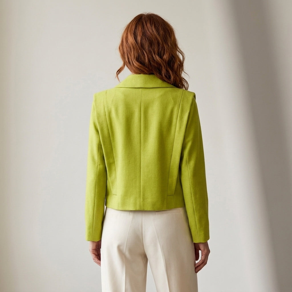 Gold Button Cropped Blazer for Women