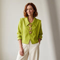 Gold Button Cropped Blazer for Women