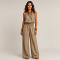 Clara Halter Smocked Jumpsuit — Women's Wide Leg Palazzo Summer Jumpsuit