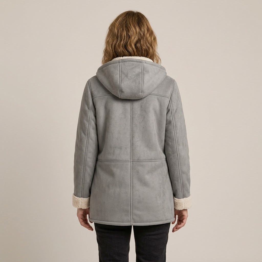 Women's Hooded Duffle Coat — Fleece Lined Toggle Winter Jacket