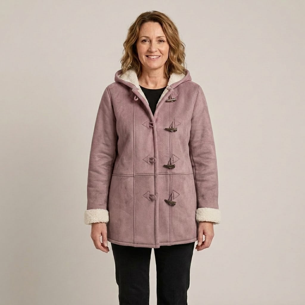 Women's Hooded Duffle Coat — Fleece Lined Toggle Winter Jacket