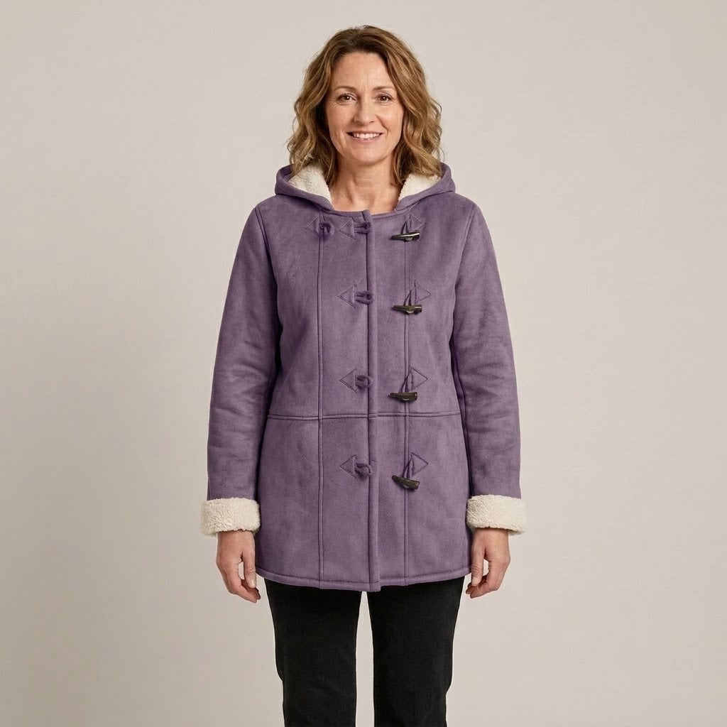 Women's Hooded Duffle Coat — Fleece Lined Toggle Winter Jacket