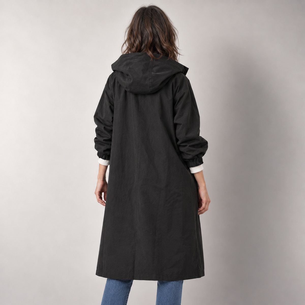 Hooded Longline Raincoat for Women