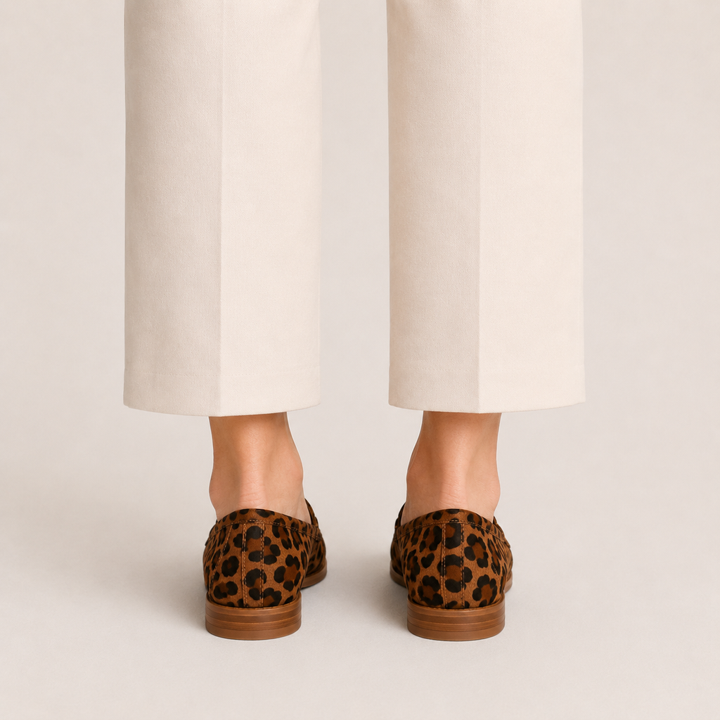Clara Leopard Penny Loafer — Women's Flat Slip-On Animal Print Shoe