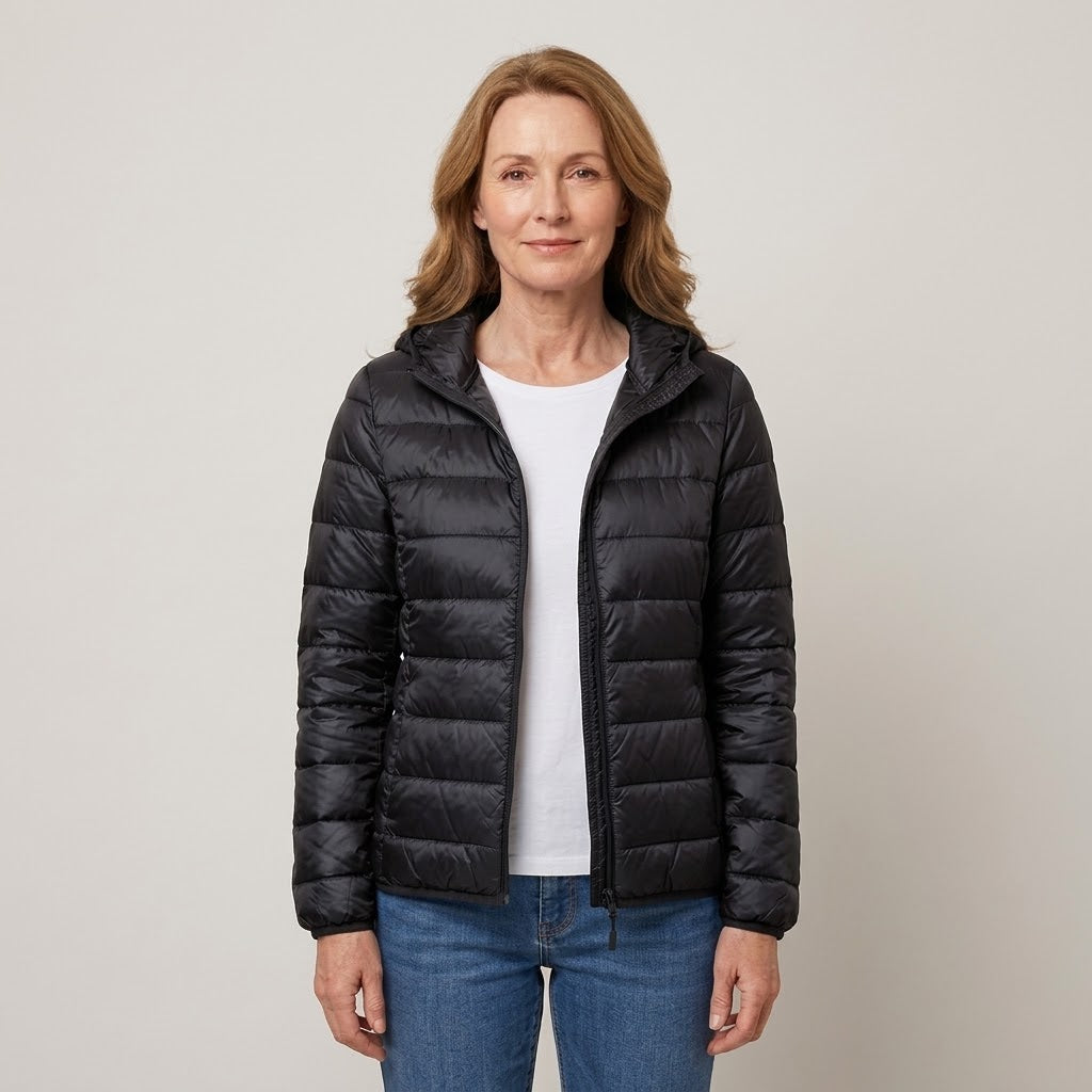 Women's Lightweight Hooded Puffer Jacket — Packable Padded Coat