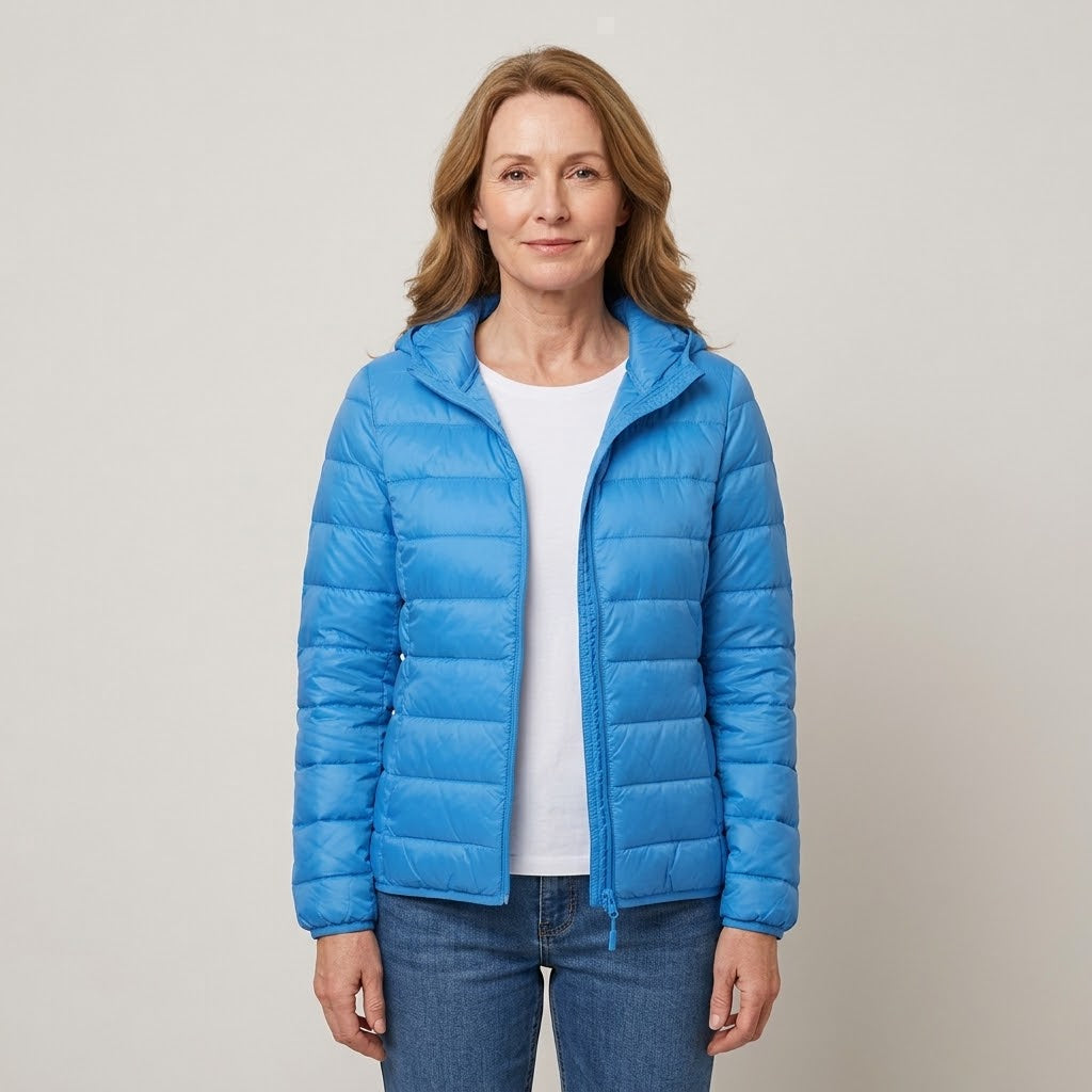 Women's Lightweight Hooded Puffer Jacket — Packable Padded Coat