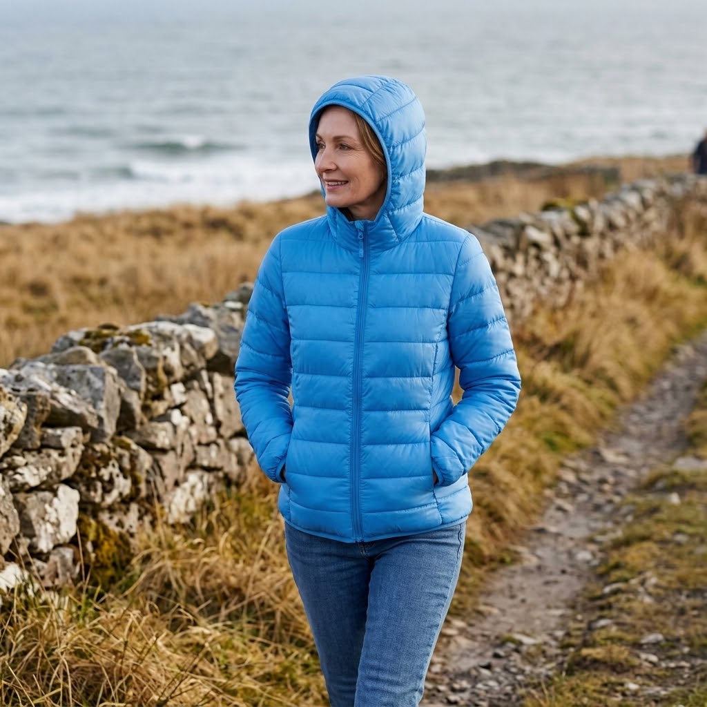 Women's Lightweight Hooded Puffer Jacket — Packable Padded Coat