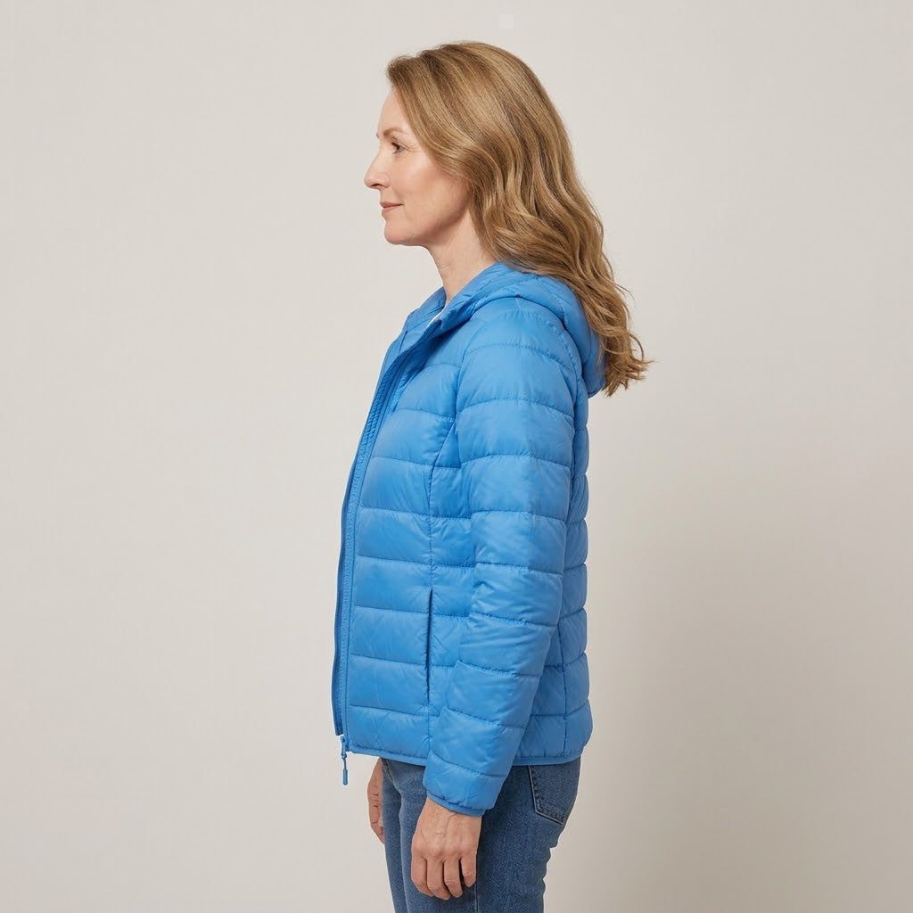 Women's Lightweight Hooded Puffer Jacket — Packable Padded Coat