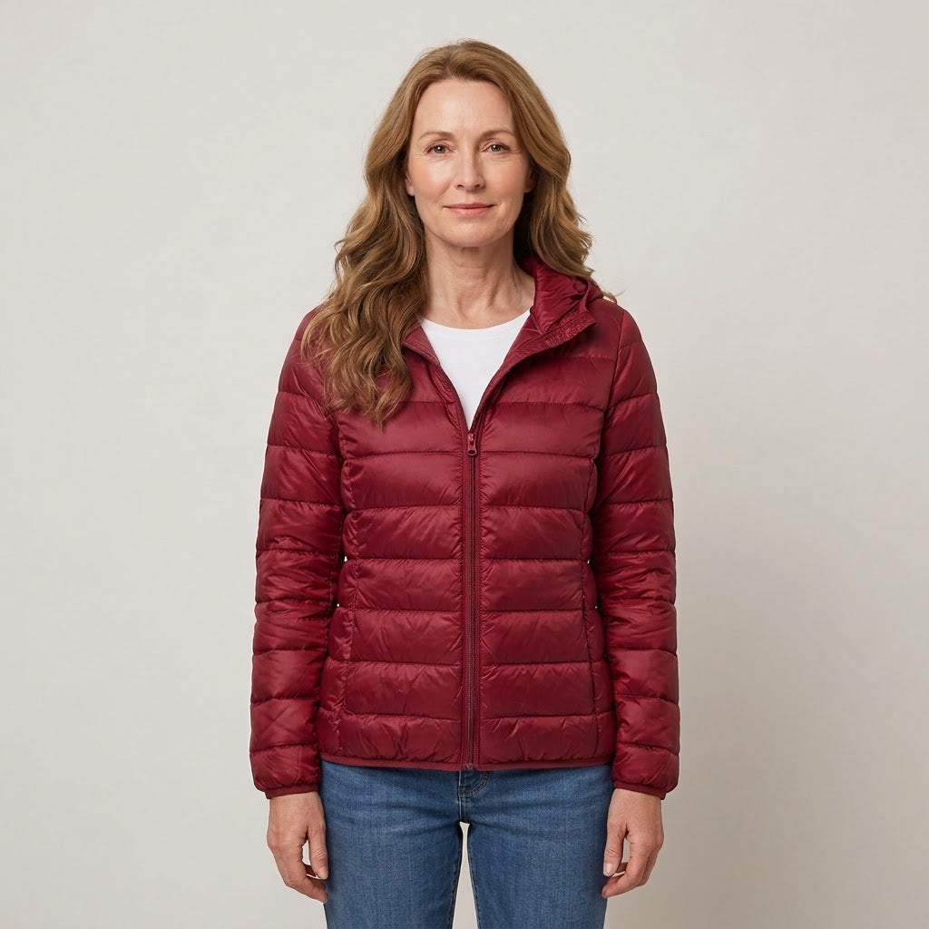 Women's Lightweight Hooded Puffer Jacket — Packable Padded Coat