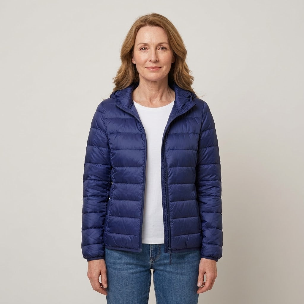 Women's Lightweight Hooded Puffer Jacket — Packable Padded Coat