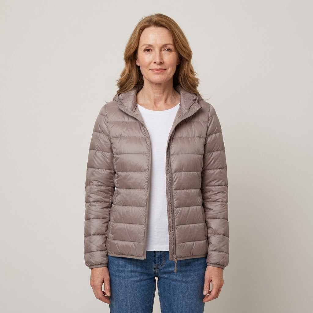 Women's Lightweight Hooded Puffer Jacket — Packable Padded Coat