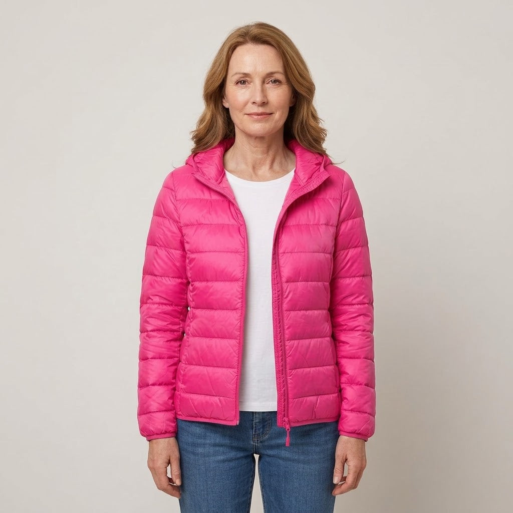 Women's Lightweight Hooded Puffer Jacket — Packable Padded Coat