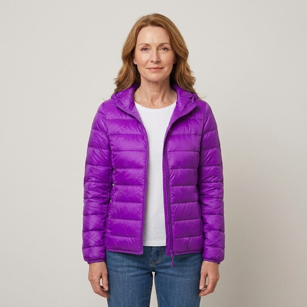 Women's Lightweight Hooded Puffer Jacket — Packable Padded Coat