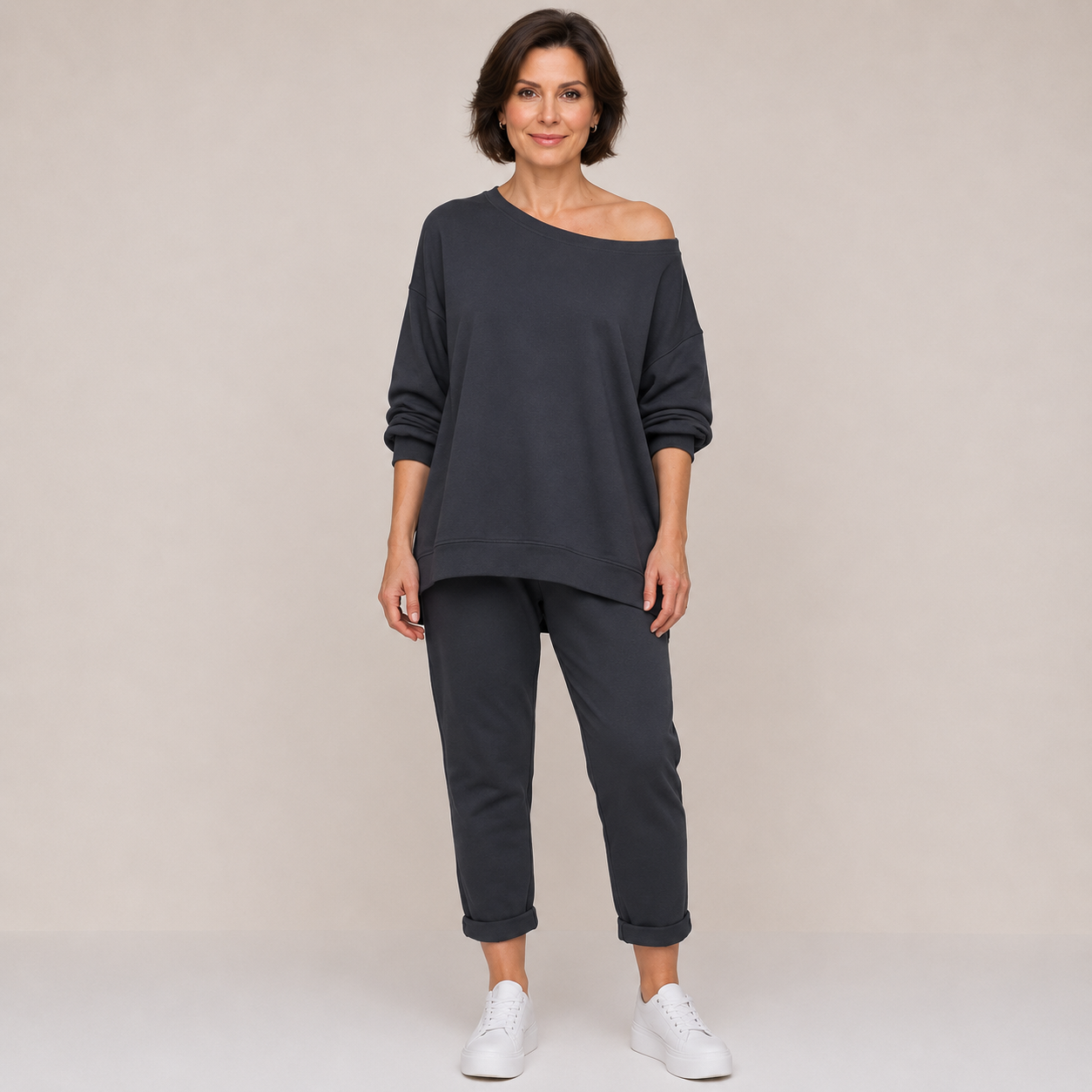 Clara Lounge Two-Piece Set — Women's Oversized Sweatshirt & Relaxed Trouser Co-ord