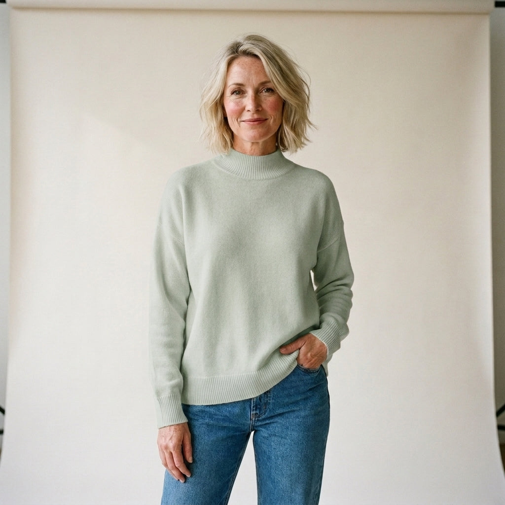 MOCK NECK KNIT SWEATER FOR WOMEN