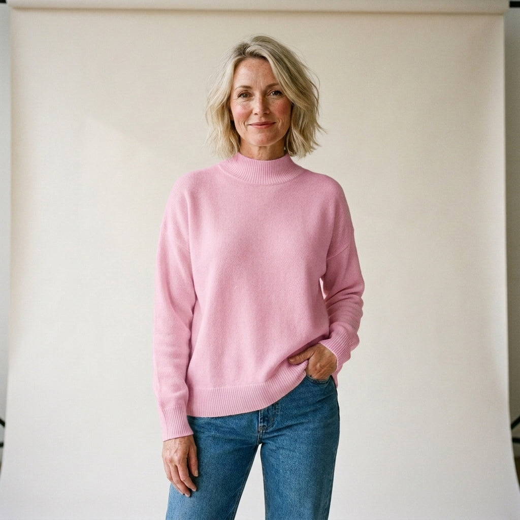 MOCK NECK KNIT SWEATER FOR WOMEN