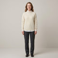 Women's Cream Mock Neck Jumper — High Neck Soft Knit Cashmere Sweater