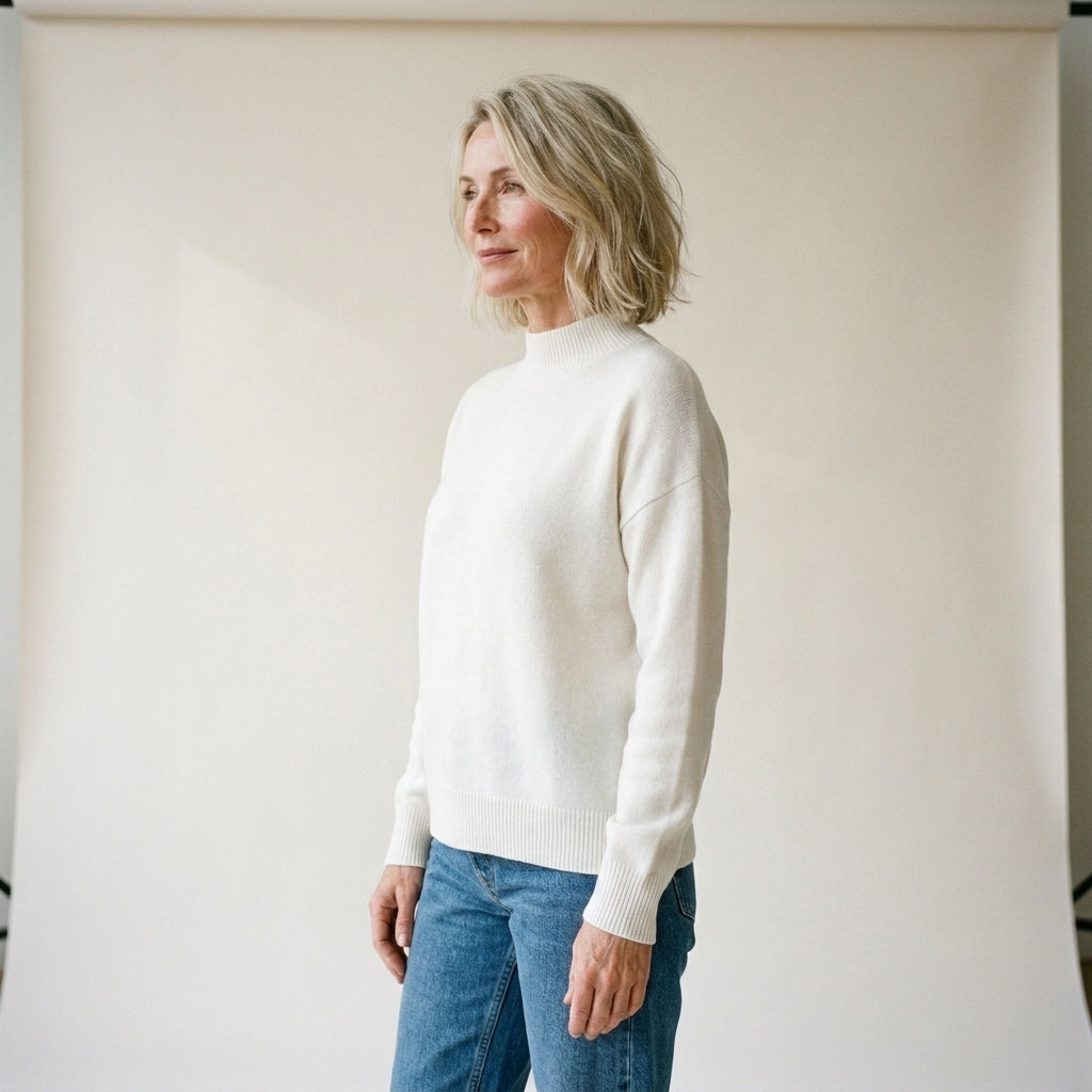 MOCK NECK KNIT SWEATER FOR WOMEN