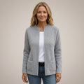 Women's Open Front Cardigan with Pockets — Ribbed Knit Edge to Edge