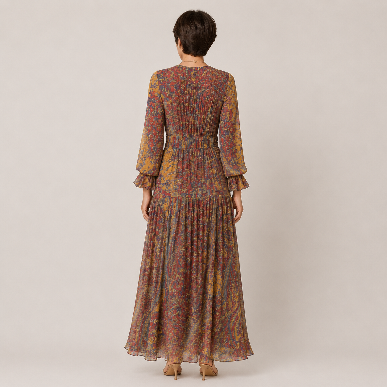 Clara Orchard A-Line Dress — Women's Elegant Flowing A-Line Midi Dress