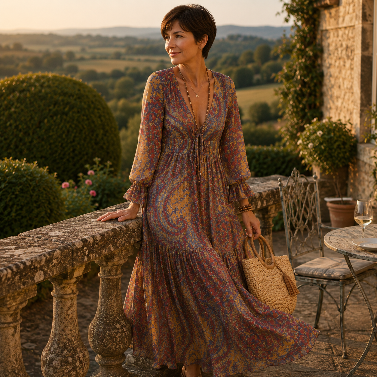Clara Orchard A-Line Dress — Women's Elegant Flowing A-Line Midi Dress