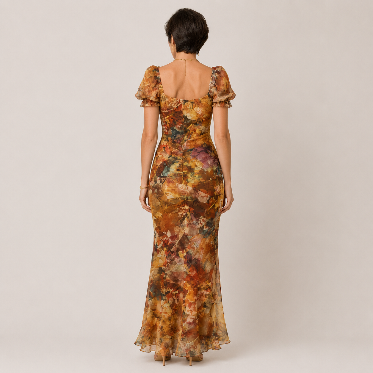 Clara Orchard Dress — Women's Elegant Evening Midi Dress