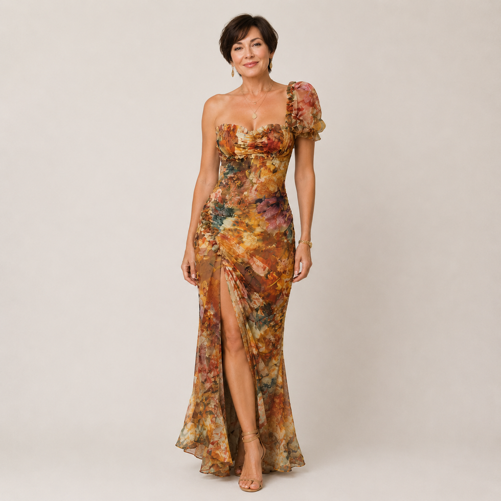 Clara Orchard Dress — Women's Elegant Evening Midi Dress