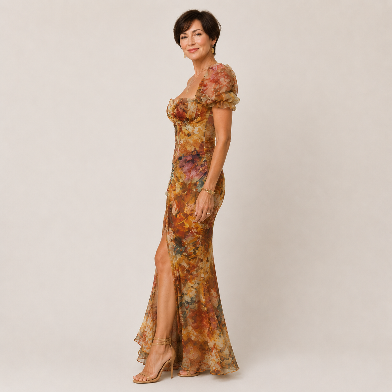 Clara Orchard Dress — Women's Elegant Evening Midi Dress