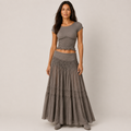 Clara Orchard Two-Piece Set — Women's Crop Top & Tiered Maxi Skirt Co-ord