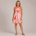 Clara Printed Halter Mini Dress — Women's Sleeveless Round Neck Summer Dress