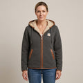Women's Grey Sherpa Lined Hooded Jacket — Fully Lined Full Zip Qui