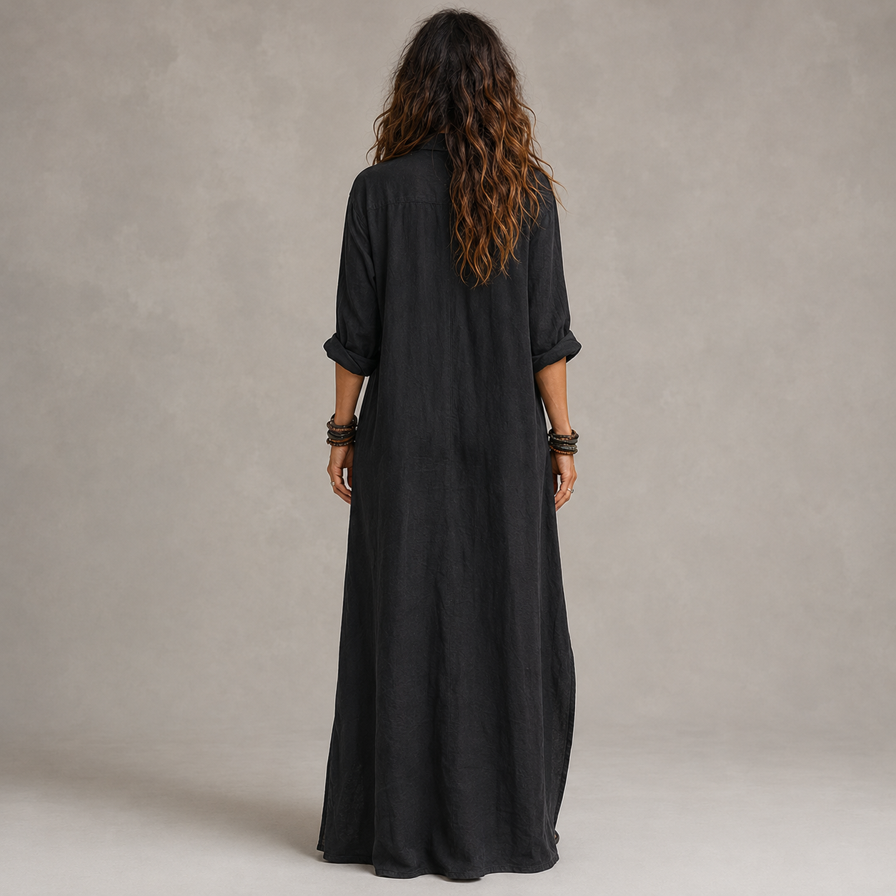 Clara Shirt Maxi Dress — Women's Long Sleeve Button-Down Maxi Dress
