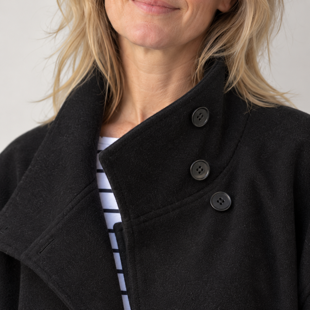 Short Funnel Neck Coat for Women