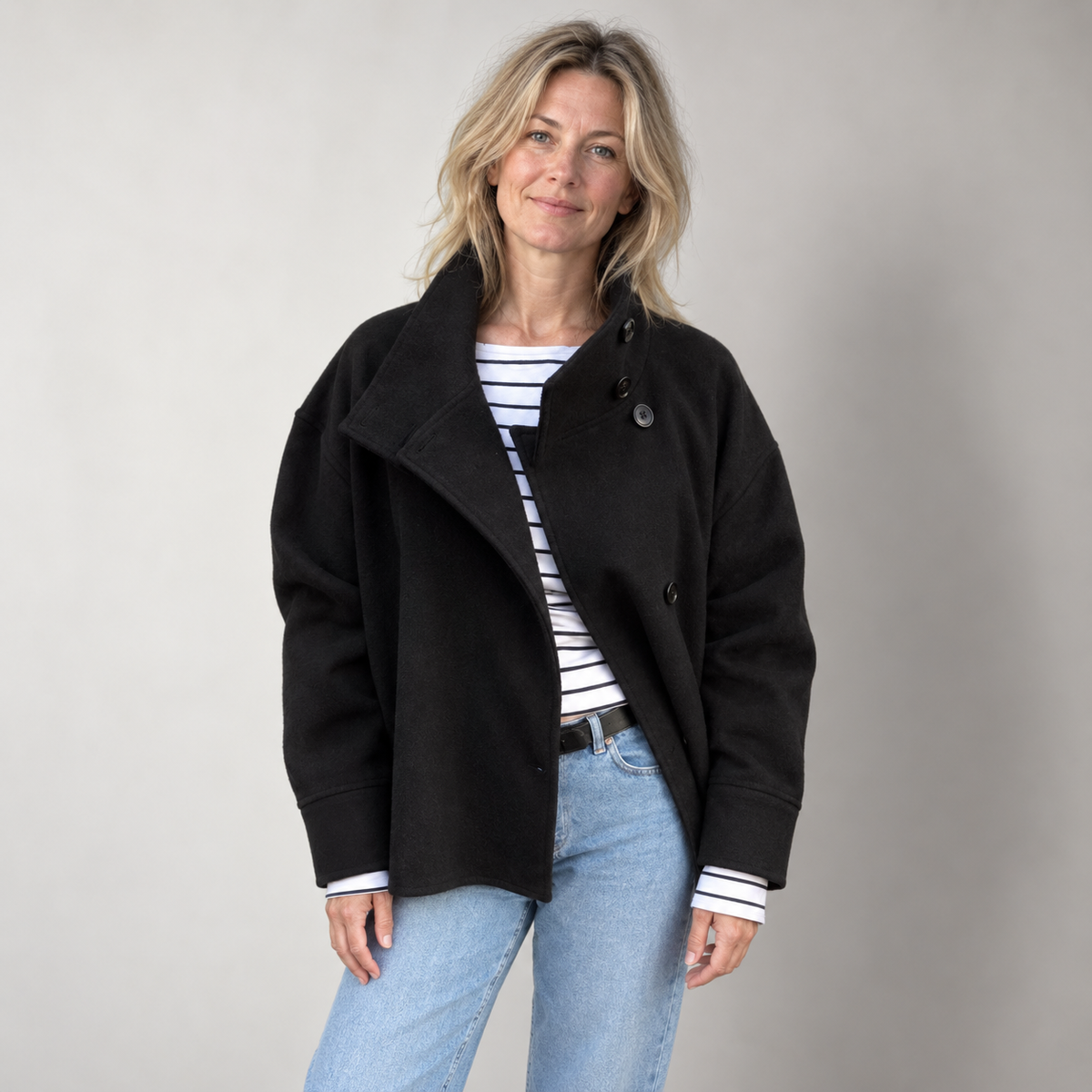 Short Funnel Neck Coat for Women
