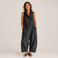Women's Grey CargWomen's Grey Cargo Jumpsuit — Sleeveless Collared Button-Front Wide-Leg Utility Jumpsuito Jumpsuit — Sleeveless Collared Button-Front Wide-Leg Utility Jumpsuit